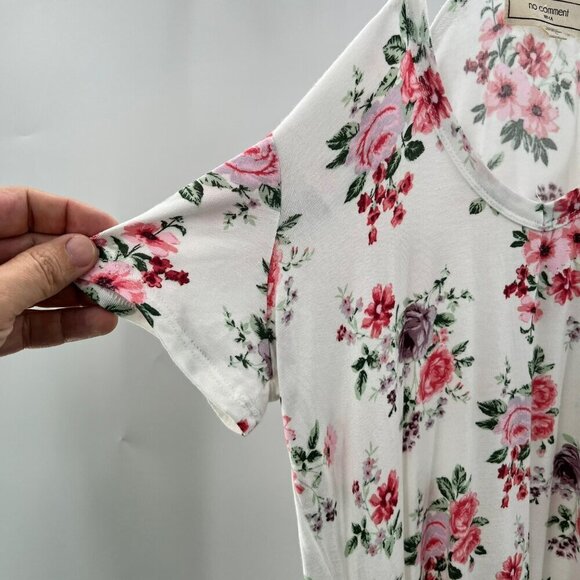 No Comment Cold Shoulder Short Sleeve Floral Top Hi-Low Womens Size Small - Picture 10 of 12